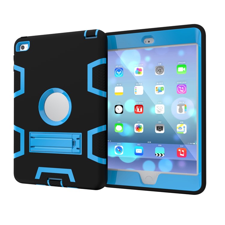 Kickstand PC Silikon Hybrid Rüstung Verteidiger Fall Shell Für Ipad Mini 4 - Schwarz / Baby Blau-5