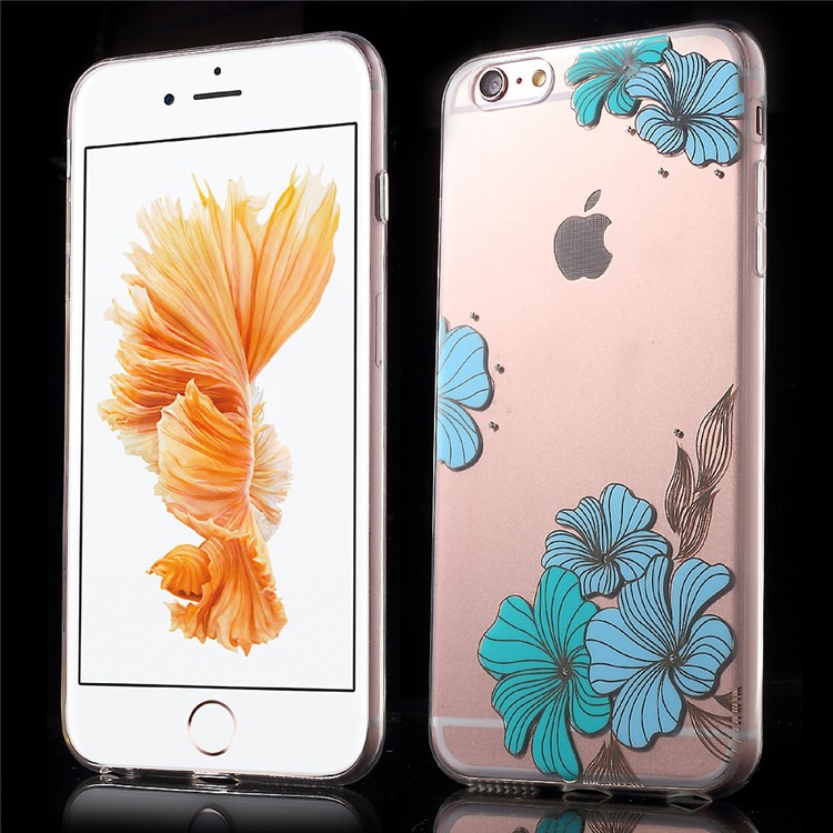 

KAVARO Сваровски Инкрустированные ТПУ Чехол для iPhone 6S плюс / 6 плюс - синяя цветы