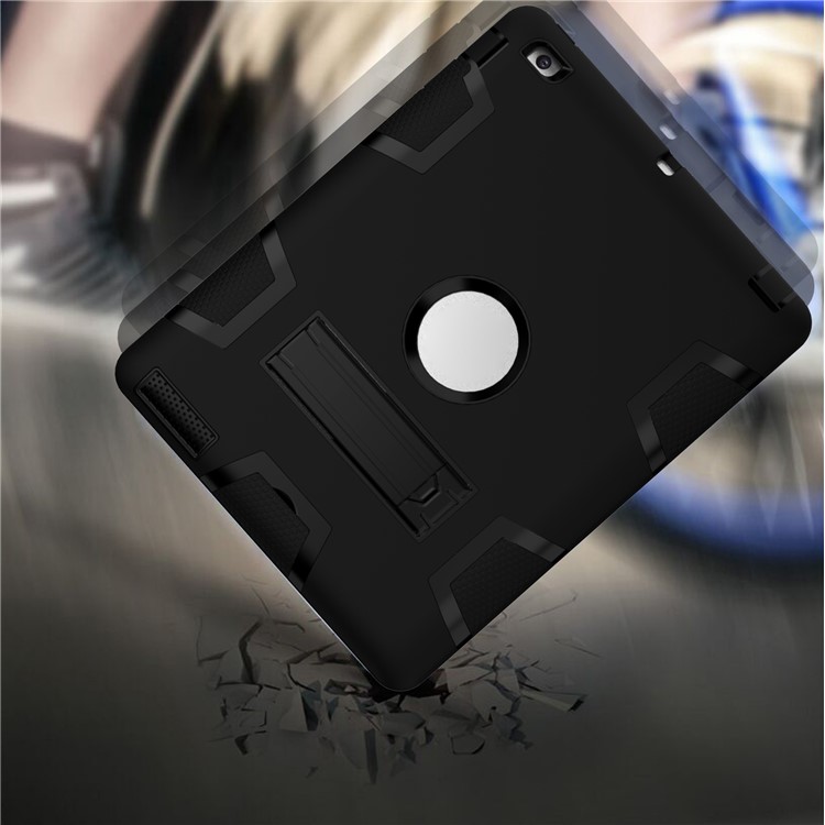 Armor Defender PC Silikon Hybrid Case mit Kickstand für iPad 4 3 2 - All Black-2