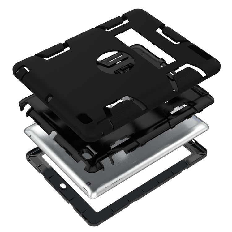 Armor Defender PC Silikon Hybrid Case mit Kickstand für iPad 4 3 2 - All Black-5