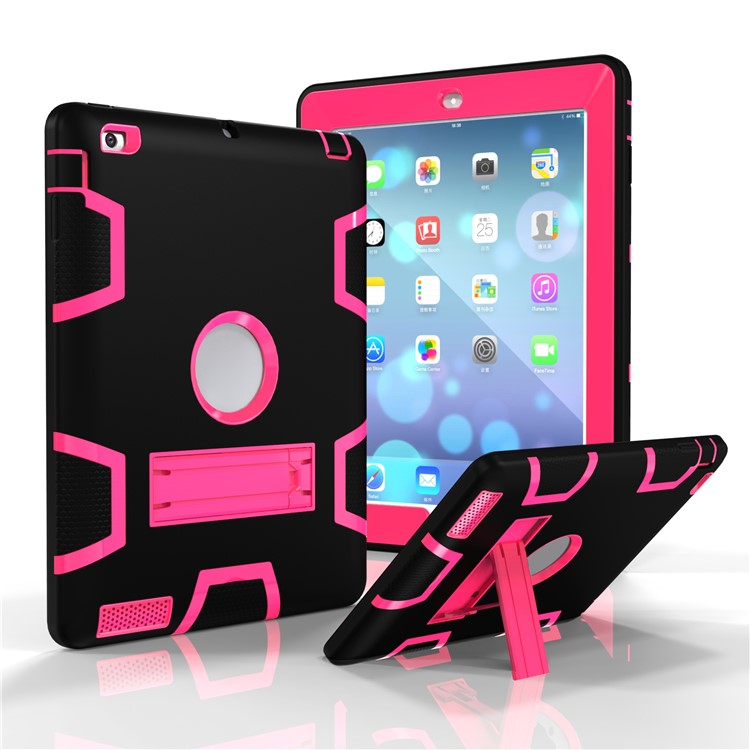 Para iPad 4 3 2 Armor Defender Kickstand PC Silicone Hybrid Tablet Case - negro / flecha-1
