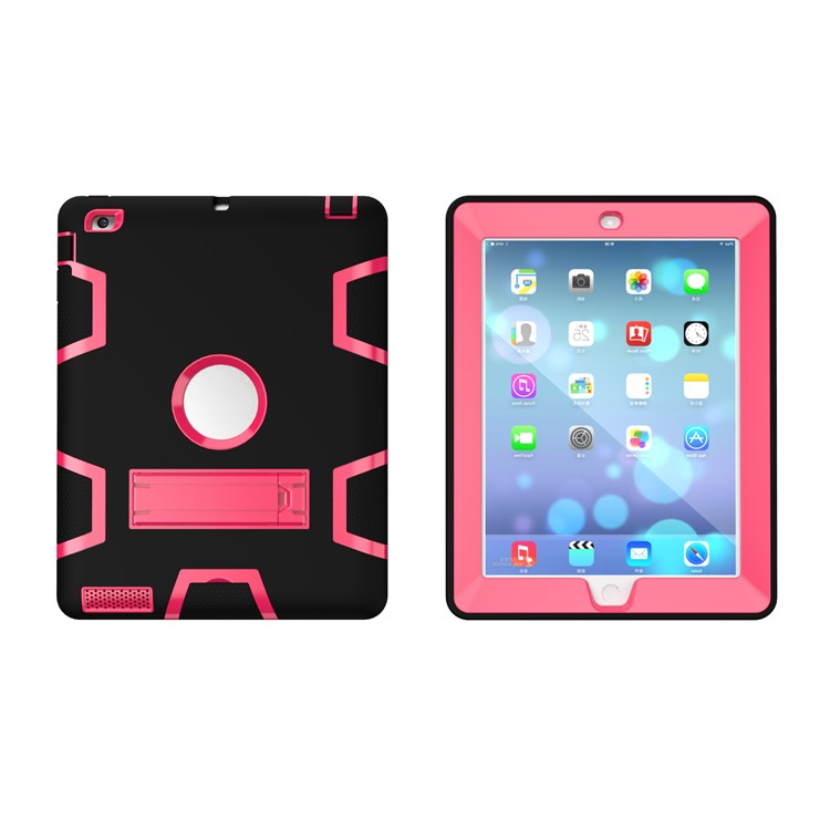 Para iPad 4 3 2 Armor Defender Kickstand PC Silicone Hybrid Tablet Case - negro / flecha-3
