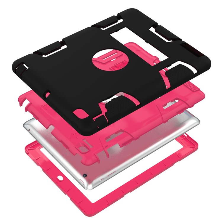 Para iPad 4 3 2 Armor Defender Kickstand PC Silicone Hybrid Tablet Case - negro / flecha-5
