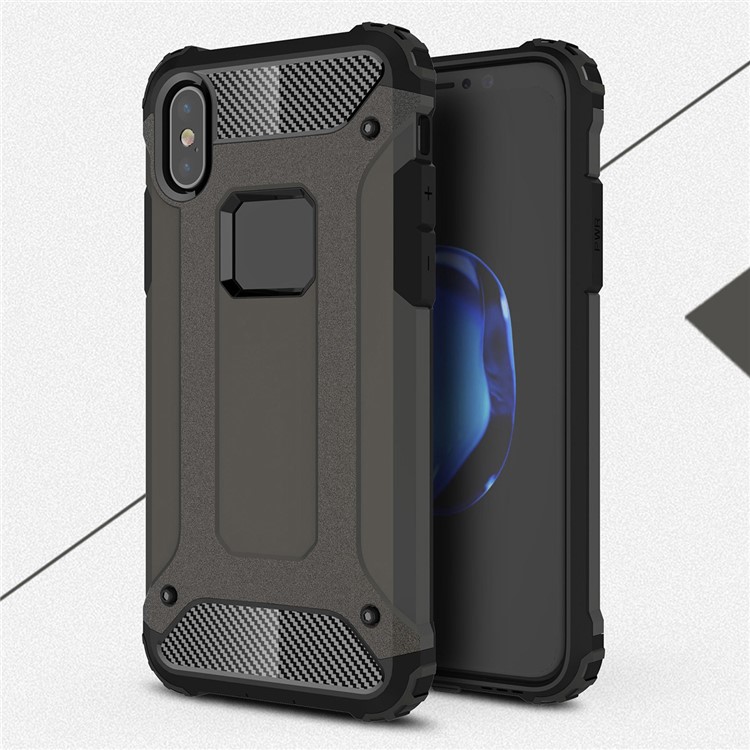 Armor Guard Plastic + TPU Protective Cover Case for iPhone X/XS 5.8inch - Bronze-1