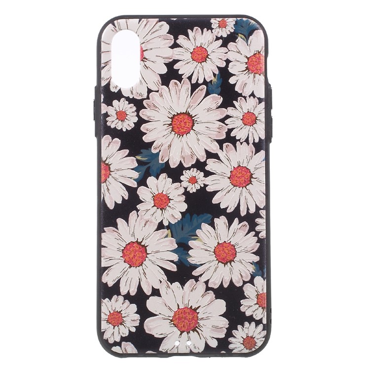 Soft Embossed Pattern Printing TPU Protective Case for iPhone 8 - Daisy-1