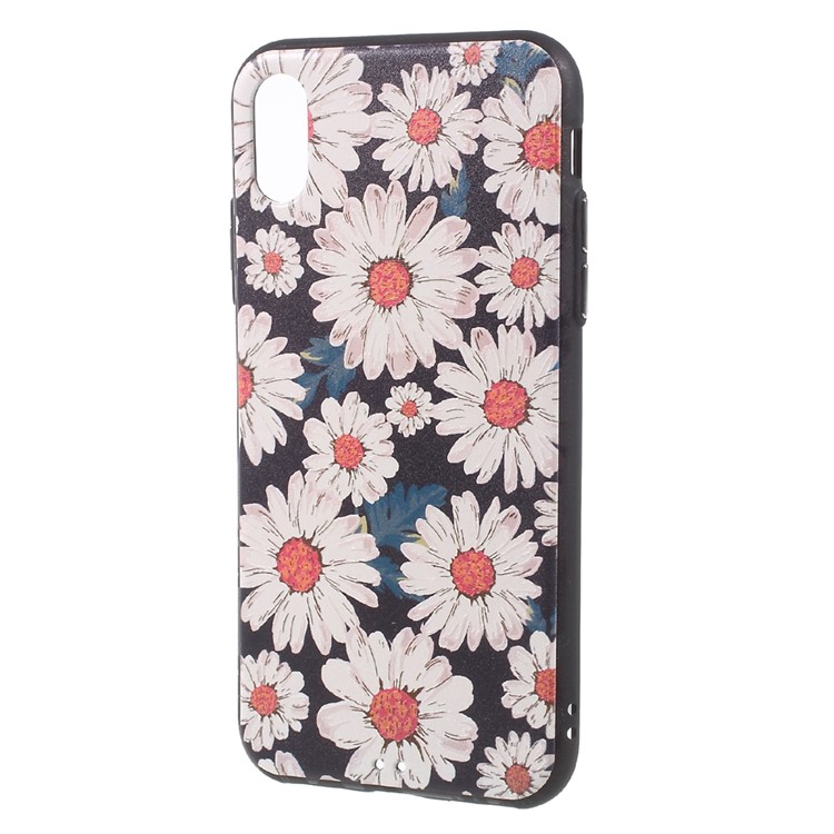 Soft Embossed Pattern Printing TPU Protective Case for iPhone 8 - Daisy-2