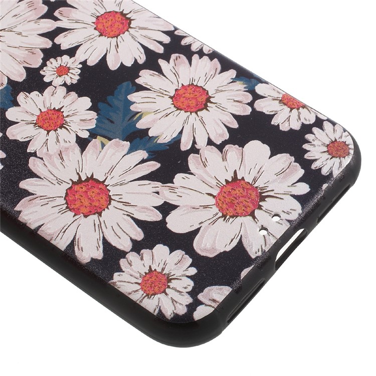 Soft Embossed Pattern Printing TPU Protective Case for iPhone 8 - Daisy-5