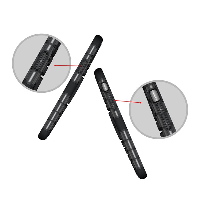Anti-slip Tire Pattern Kickstand PC TPU Hybrid Case for iPhone 8 - Black-12