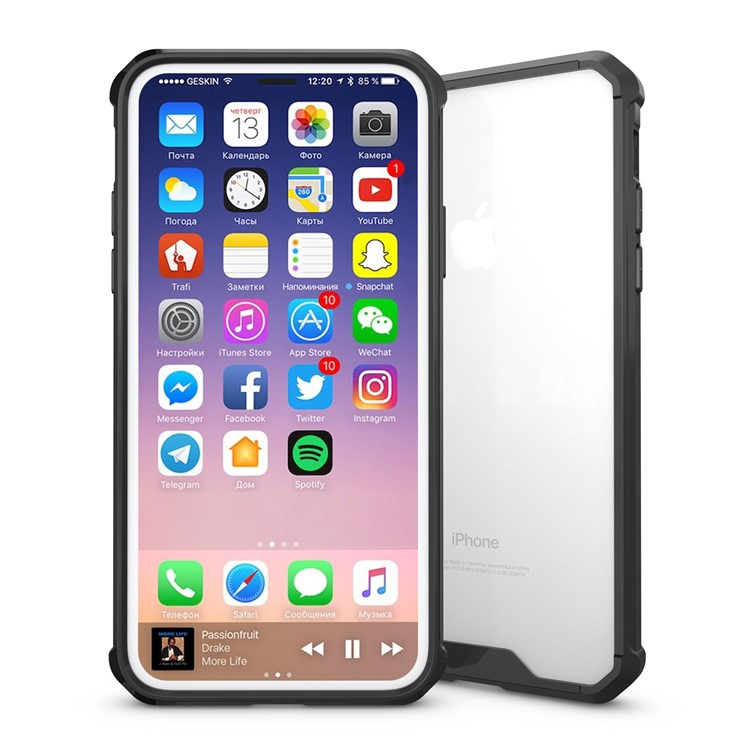 TPU + Transparent Acrylic Mobile Phone Case for iPhone 8 - Black-1