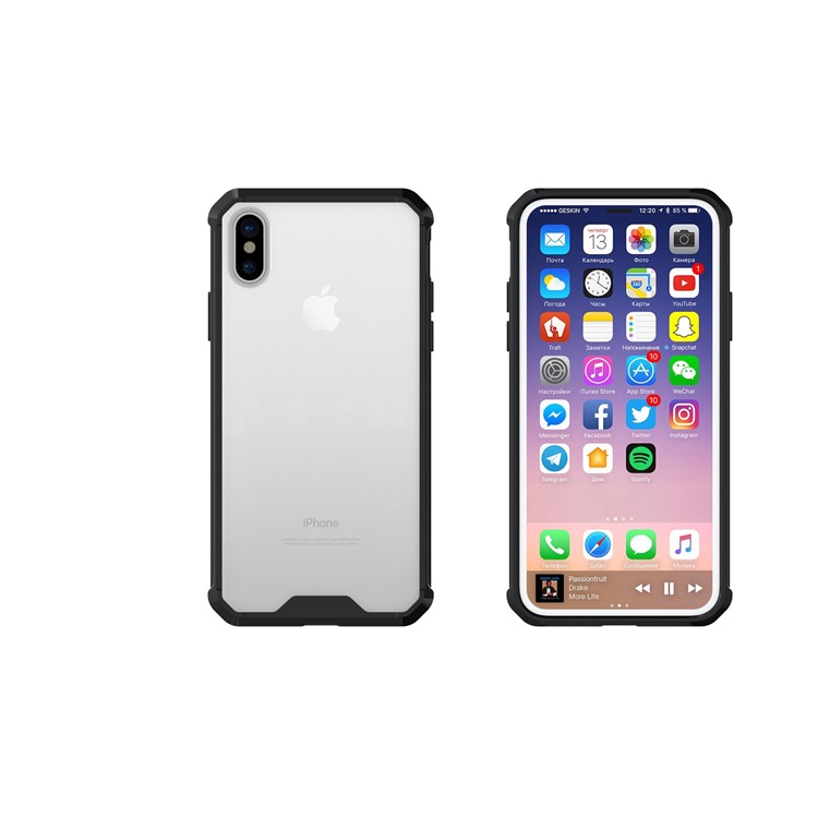 TPU + Transparent Acrylic Mobile Phone Case for iPhone 8 - Black-12