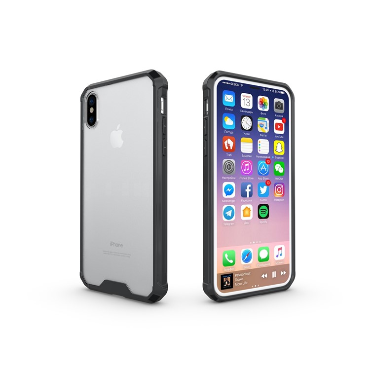 TPU + Transparent Acrylic Mobile Phone Case for iPhone 8 - Black-8