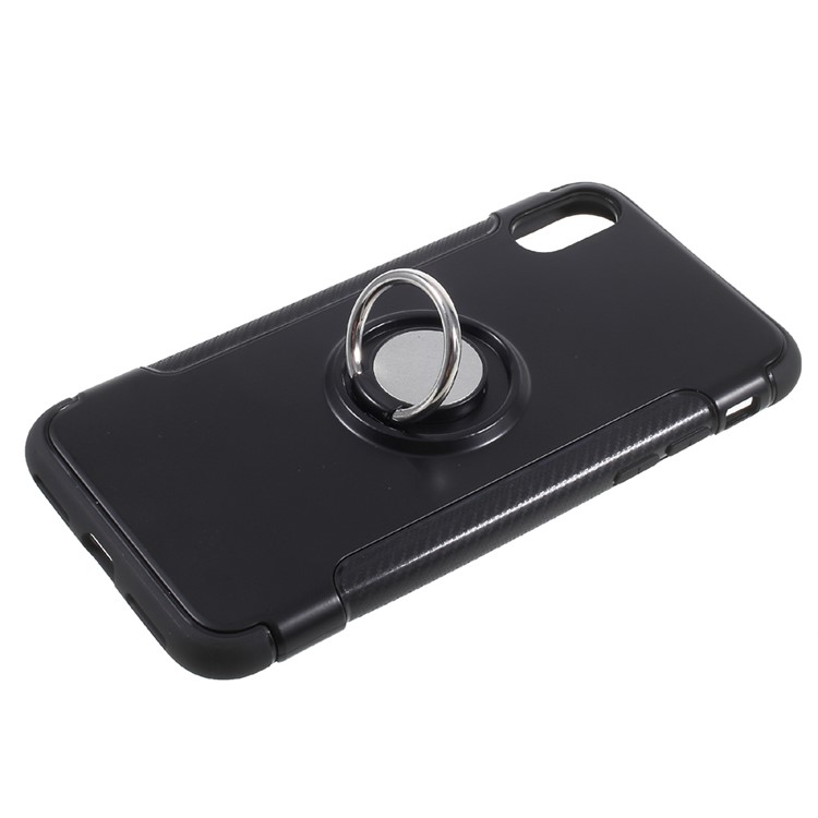 Anti-skid 360 Degree Rotation Hybrid PC + TPU Kickstand Phone Case for iPhone 8 - Black-4