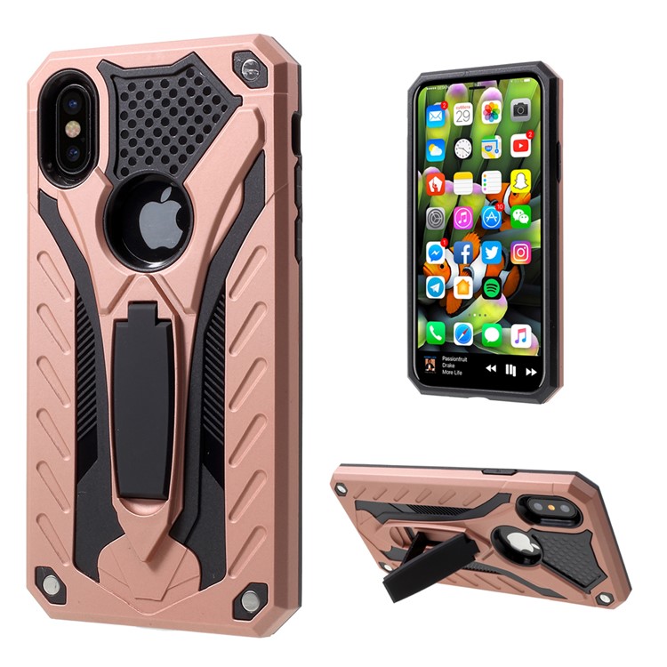 

For iPhone X/XS 5.8 inch Cool TPU + PC Hybrid Armor Case Phone Accessory - Rose Gold