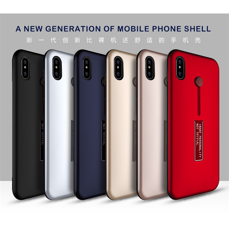 TPU + PC Hybrid Kickstand Case with Finger Holder Strap for iPhone 8 - Black-2