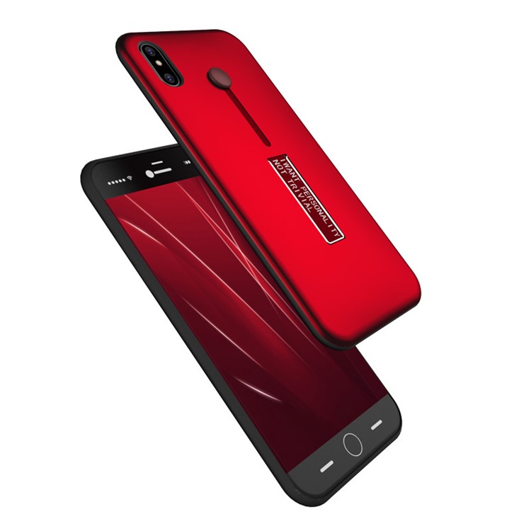 Finger Holder Strap TPU + PC Hybrid Kickstand Back Case for iPhone 8 - Red-2
