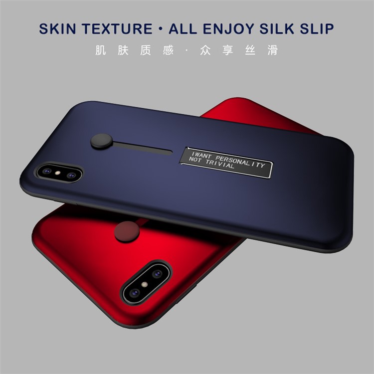 Finger Holder Strap TPU + PC Hybrid Kickstand Back Case for iPhone 8 - Red-3