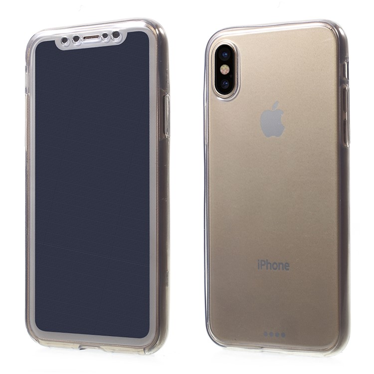 PC Bumper + Clear TPU Back Case for iPhone 8 - Grey-1