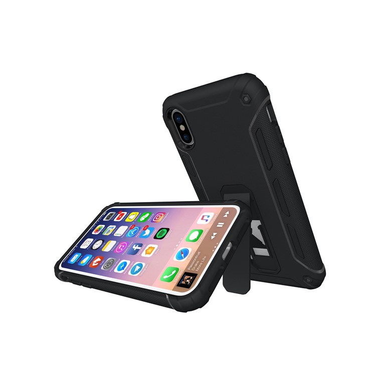 For iPhone 8 Hybrid Soft TPU + Plastic Phone Case with Kickstand - Black-11