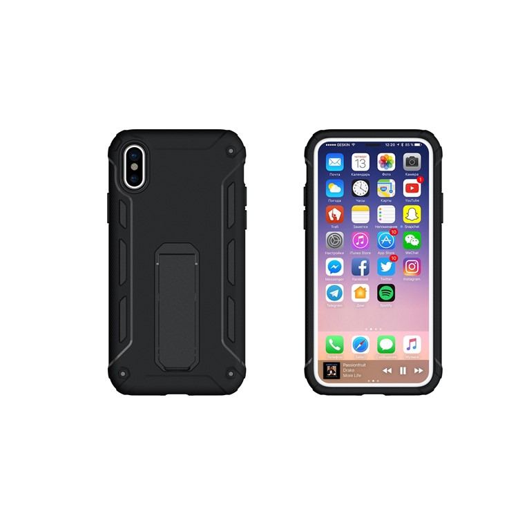 For iPhone 8 Hybrid Soft TPU + Plastic Phone Case with Kickstand - Black-2