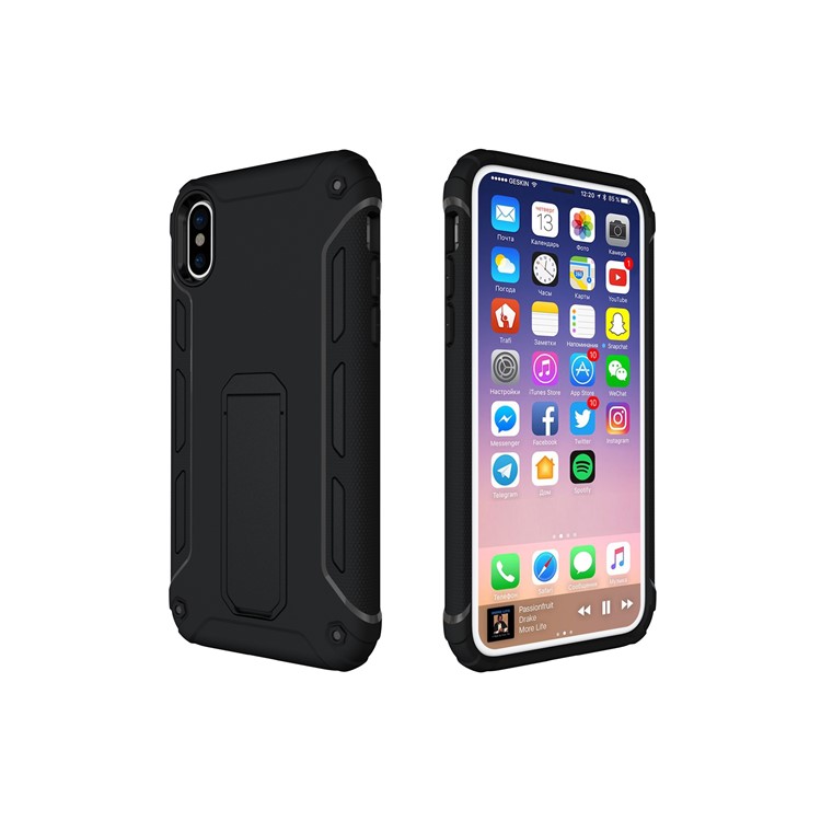For iPhone 8 Hybrid Soft TPU + Plastic Phone Case with Kickstand - Black-4