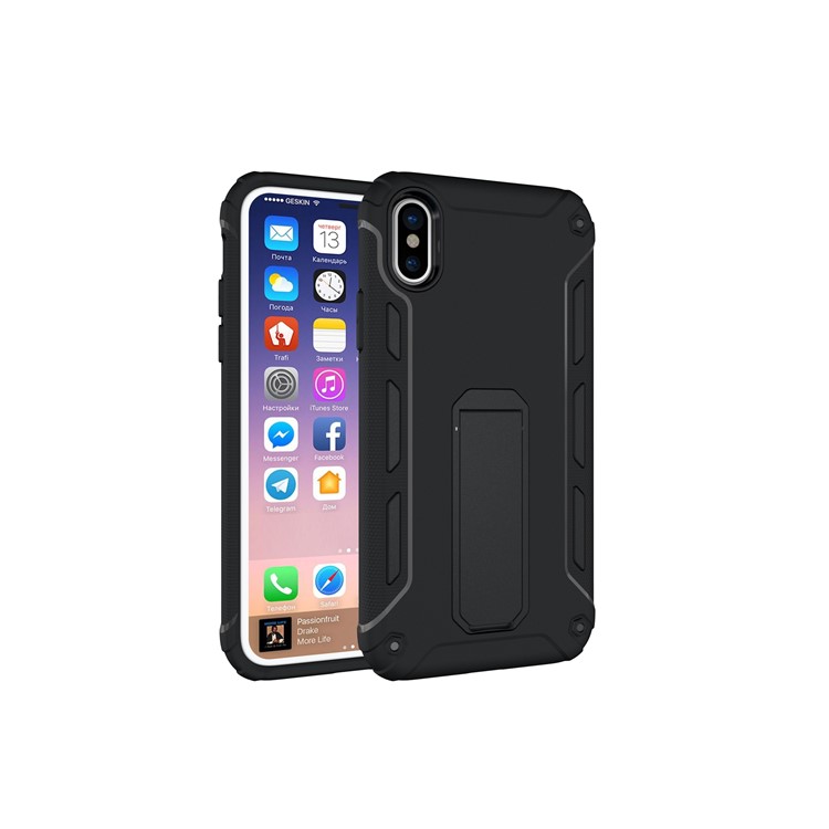 For iPhone 8 Hybrid Soft TPU + Plastic Phone Case with Kickstand - Black-5