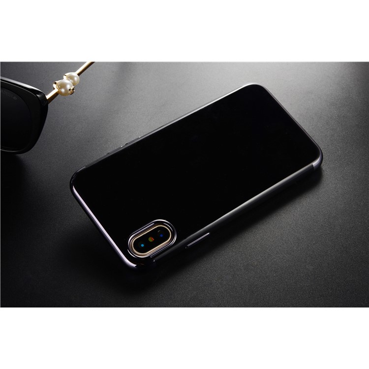 SULADA for iPhone 8 Electroplating Soft TPU Cell Phone Back Case - Black-3