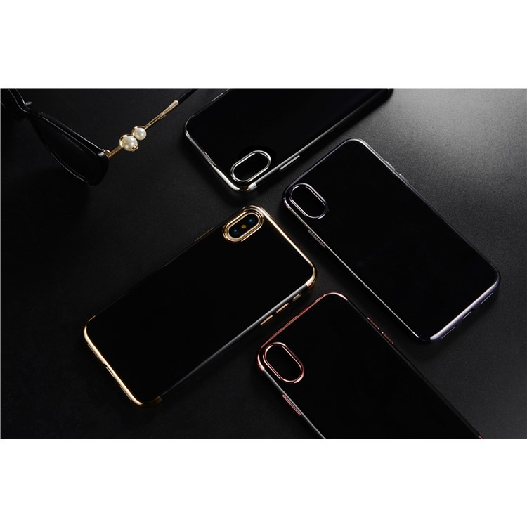 SULADA for iPhone 8 Electroplating Soft TPU Cell Phone Back Case - Black-4