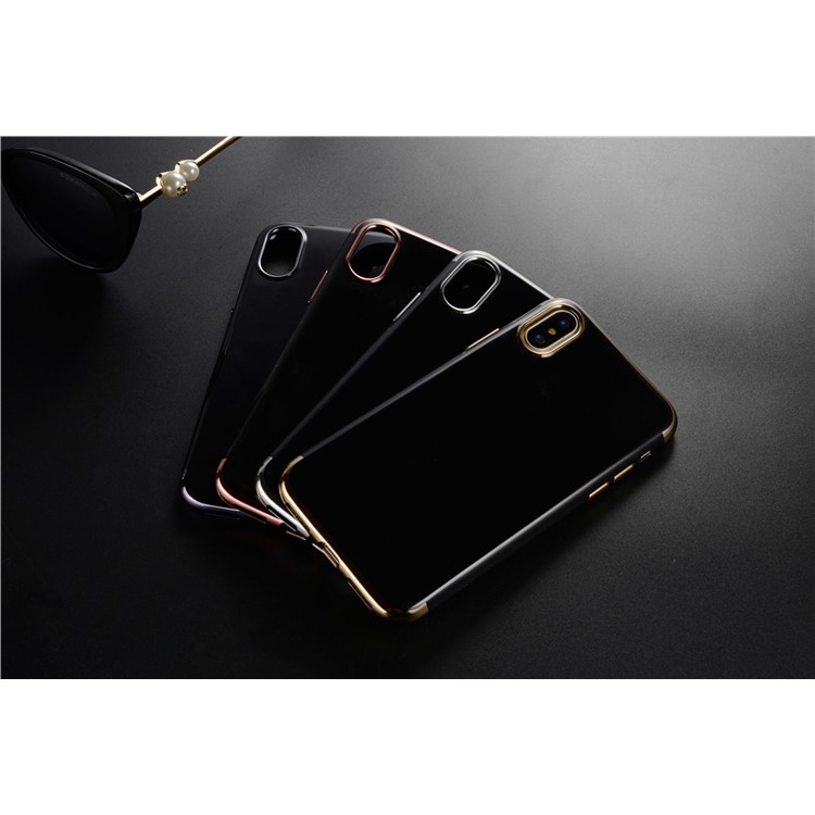SULADA for iPhone 8 Electroplating Soft TPU Cell Phone Back Case - Black-5