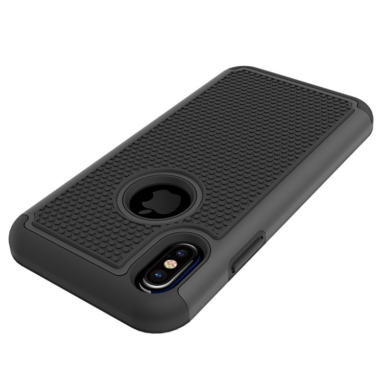 For iPhone 8 Football Grain PC + Silicone Phone Case Accessory - Black-3