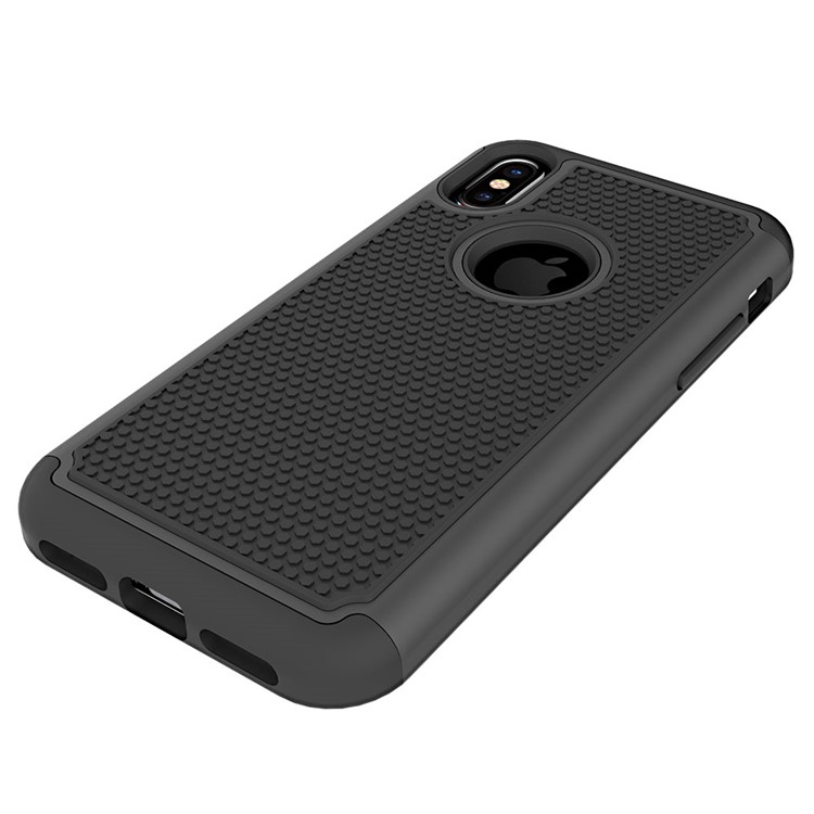 For iPhone 8 Football Grain PC + Silicone Phone Case Accessory - Black-4