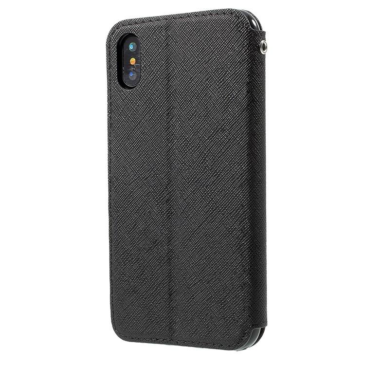 ROAR KOREA View Window Leather Cross Texture Stand Case for iPhone 8 - Black-3