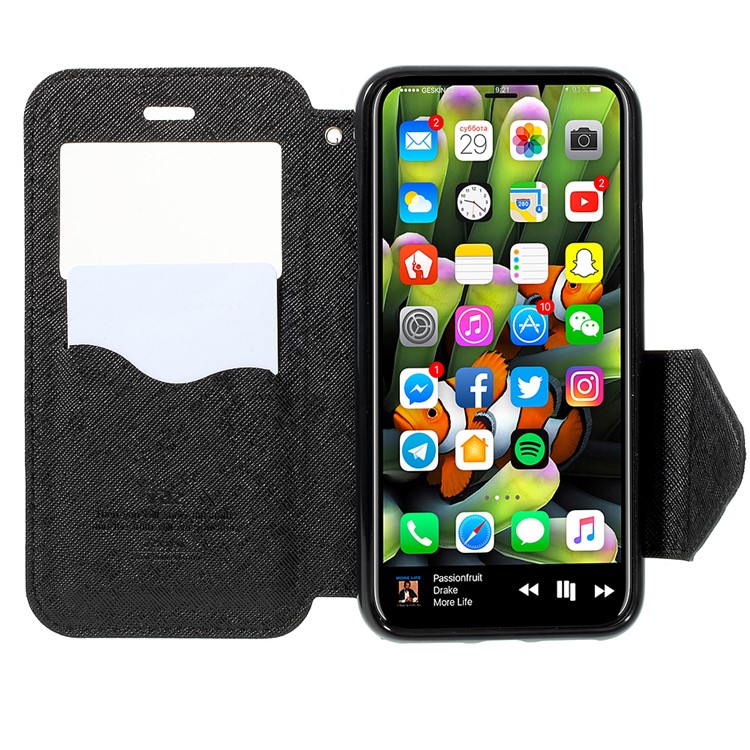 ROAR KOREA View Window Leather Cross Texture Stand Case for iPhone 8 - Black-6
