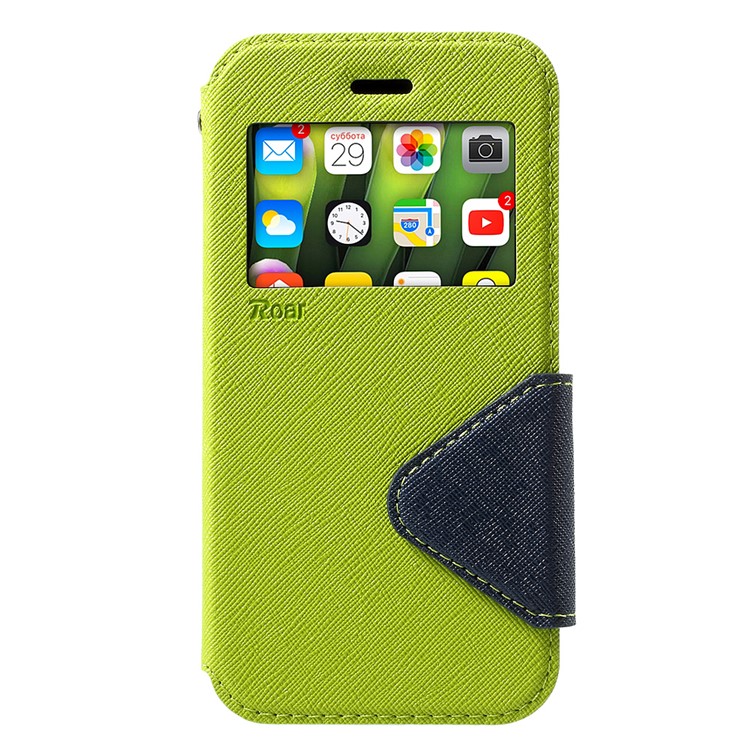 

ROAR KOREA View Window Leather Stand Cellphone Protection Shell for iPhone X/XS 5.8-inch - Green