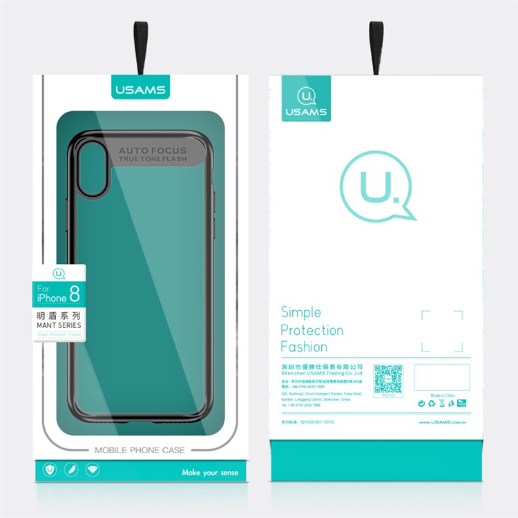 USAMS Mant Series Phone Case for iPhone 8 (Clear PC + Soft TPU Edges) - Black-13
