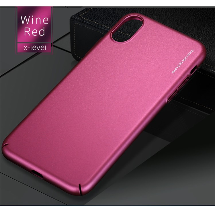

X-LEVEL Knight Series Light Matte Hard PC Protection Mobile Cover for iPhone X 5.8 inch - Wine Red