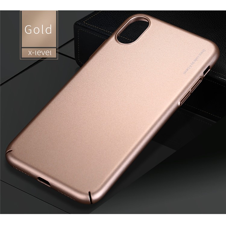 

X-LEVEL Knight Series for iPhone X 5.8 inch Light Matte Hard PC Protection Phone Case Shell - Gold