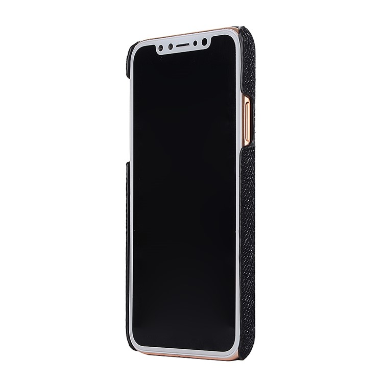Jeans Cloth Coated PC Card Holder Cell Phone Case for iPhone 8 - Black-3