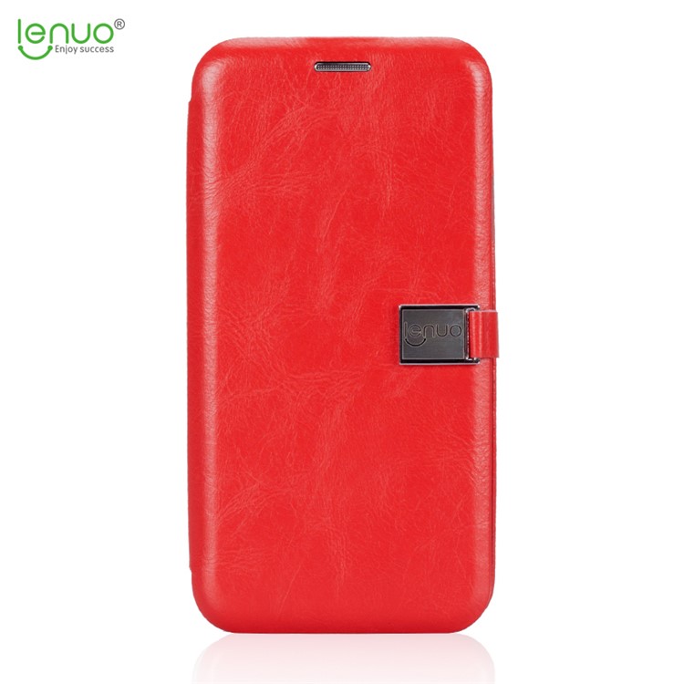 

LENUO Crazy Horse PU Leather Card Holder Cover for iPhone X 5.8 inch - Red, iPhone X