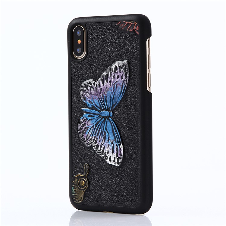 3D Hand Painted Hybrid PC + TPU 2-in-1 Phone Case for iPhone 8 - Butterfly / Light Purple-1