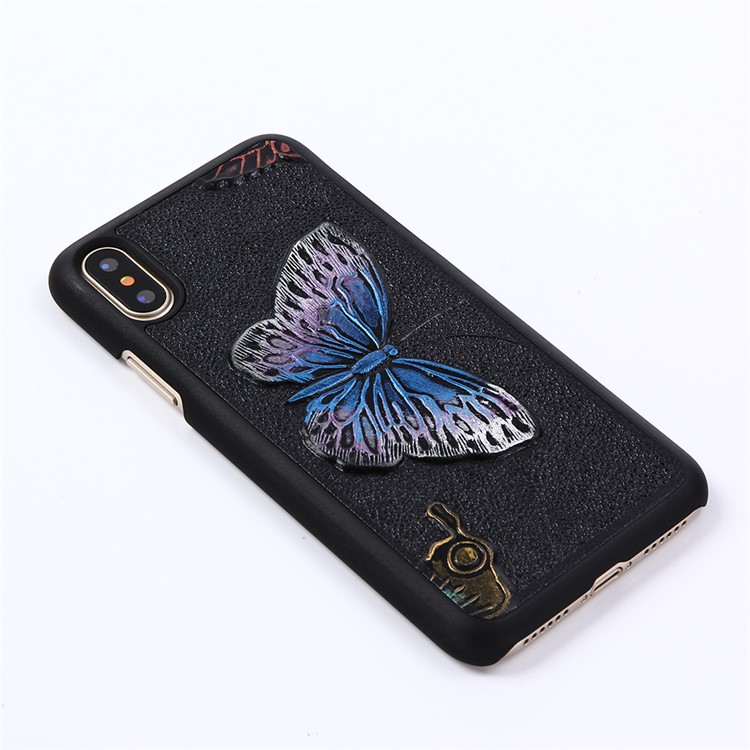 3D Hand Painted Hybrid PC + TPU 2-in-1 Phone Case for iPhone 8 - Butterfly / Light Purple-3