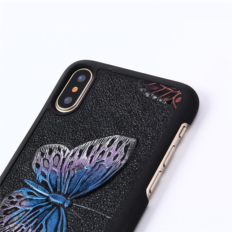 3D Hand Painted Hybrid PC + TPU 2-in-1 Phone Case for iPhone 8 - Butterfly / Light Purple-4