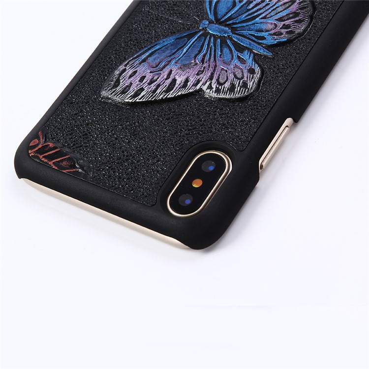 3D Hand Painted Hybrid PC + TPU 2-in-1 Phone Case for iPhone 8 - Butterfly / Light Purple-5