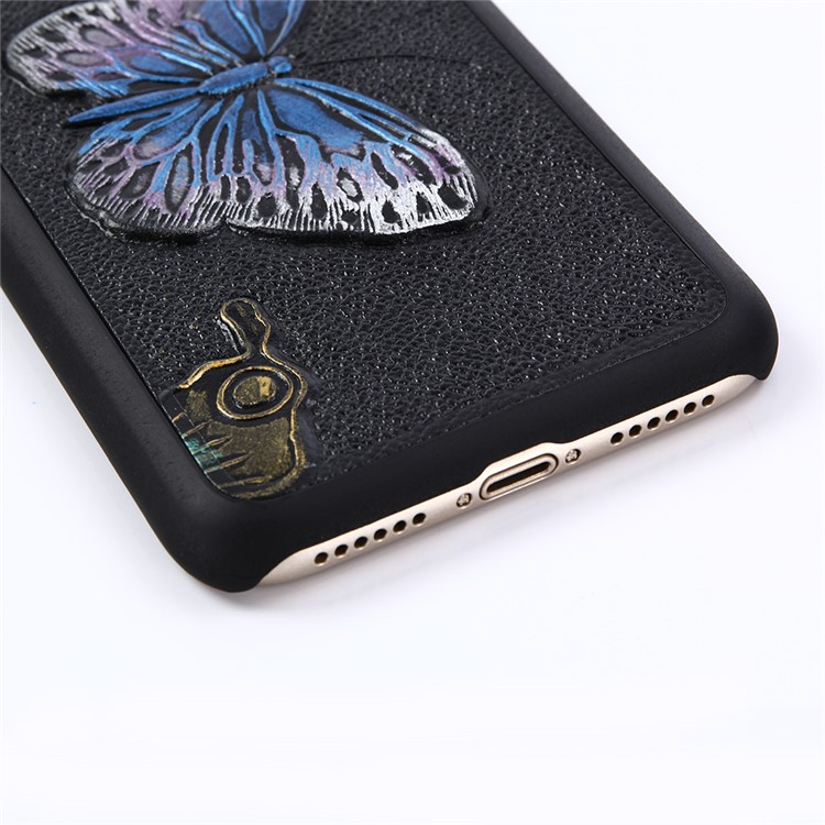3D Hand Painted Hybrid PC + TPU 2-in-1 Phone Case for iPhone 8 - Butterfly / Light Purple-6