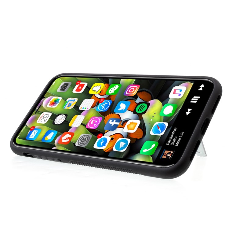 Brushed PC + TPU Hybrid Kickstand Phone Case for iPhone 8 - Black-5