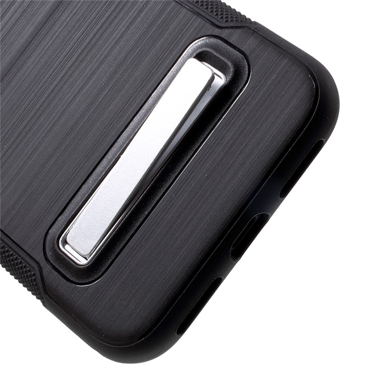Brushed PC + TPU Hybrid Kickstand Phone Case for iPhone 8 - Black-6