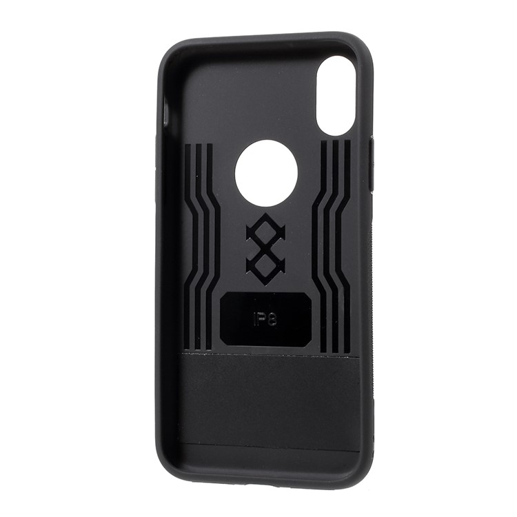 Brushed PC + TPU Hybrid Kickstand Phone Case for iPhone 8 - Black-7