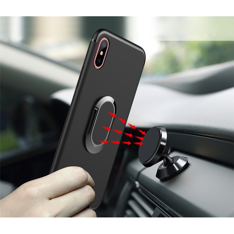 Magnetic Finger Ring Kickstand Matte TPU Case for iPhone 8 - Black-10
