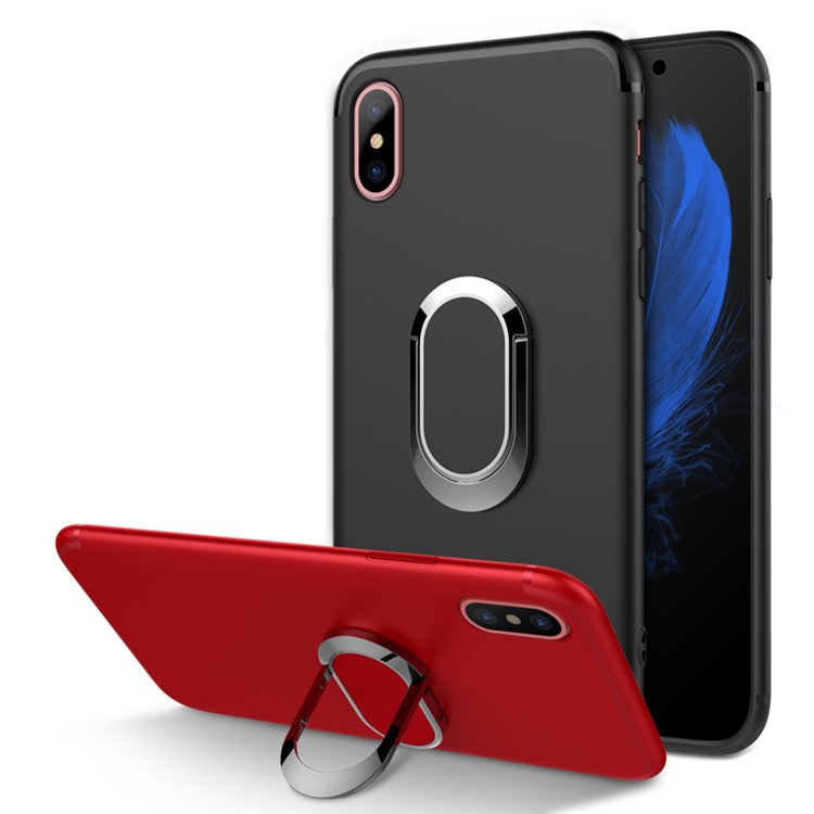Magnetic Finger Ring Kickstand Matte TPU Case for iPhone 8 - Black-11