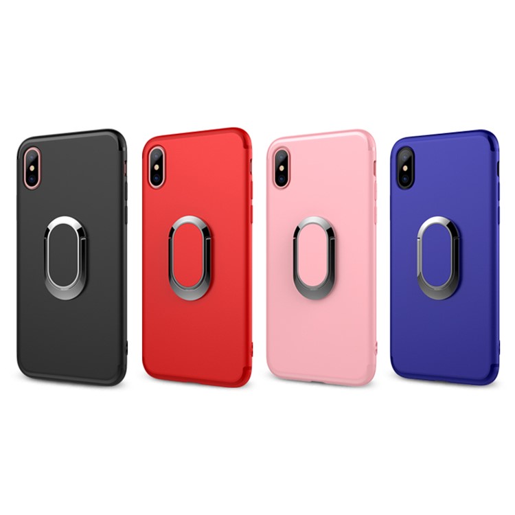 Magnetic Finger Ring Kickstand Matte TPU Case for iPhone 8 - Black-12