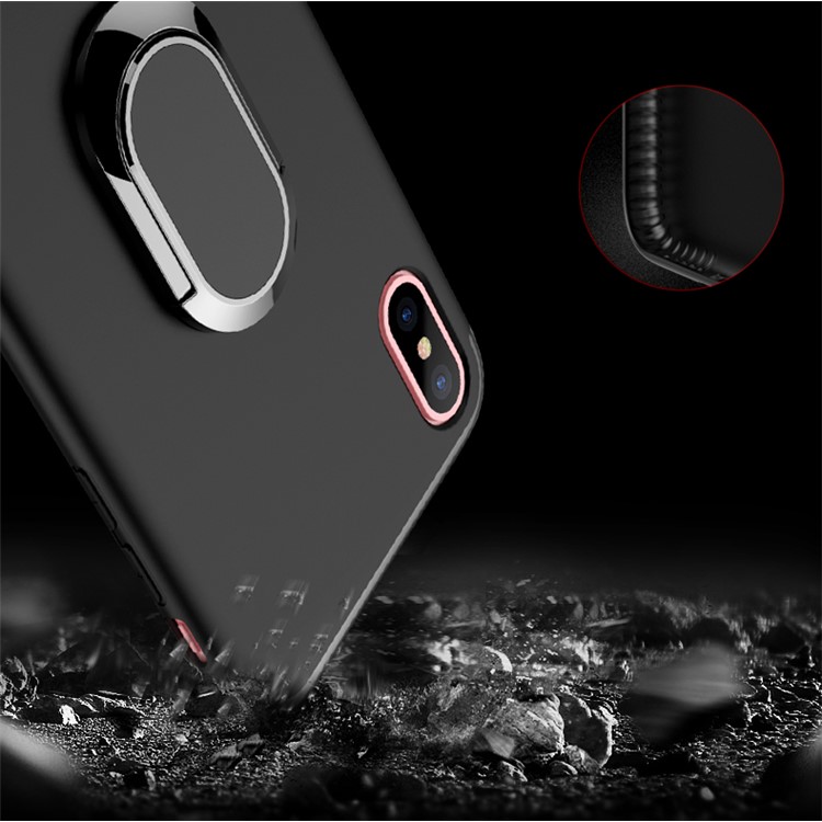 Magnetic Finger Ring Kickstand Matte TPU Case for iPhone 8 - Black-3